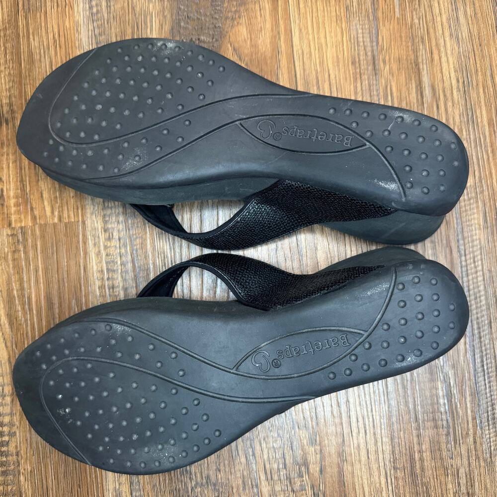 Baretraps Gammie Open Toe Wedge Size 10 Black Flip Flops Thong Sandals Comfort View 6